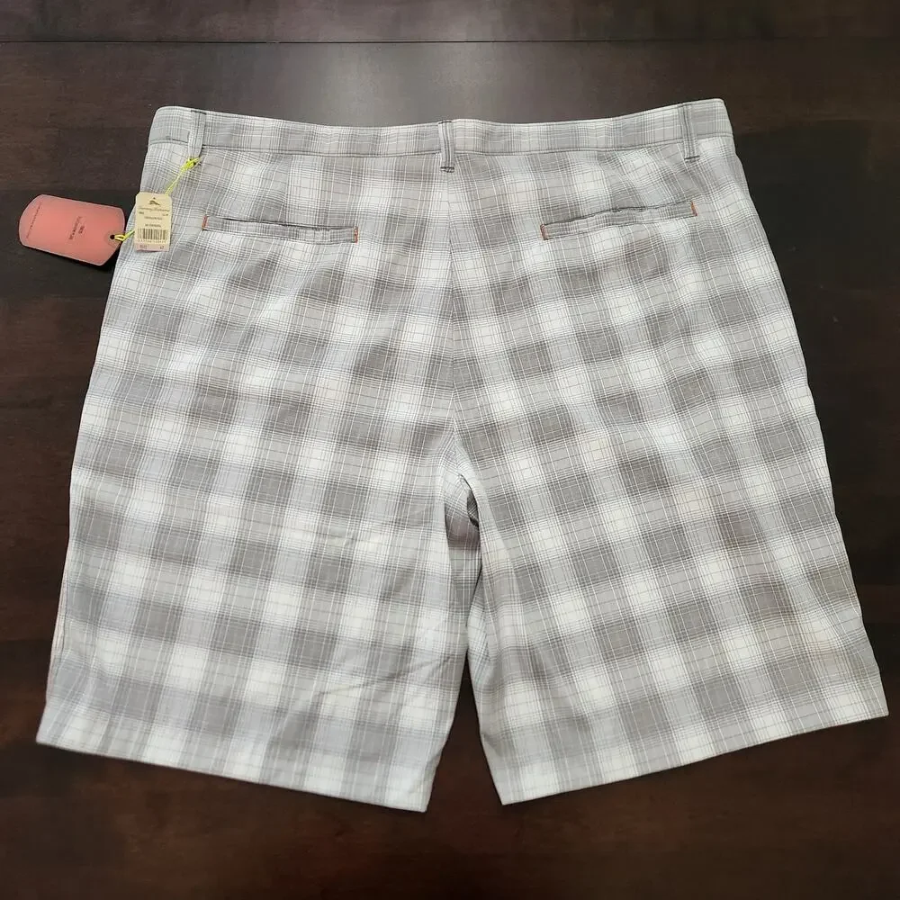 NWT Tommy Bahama Foreshadow Plaid Gray Shorts Size 42